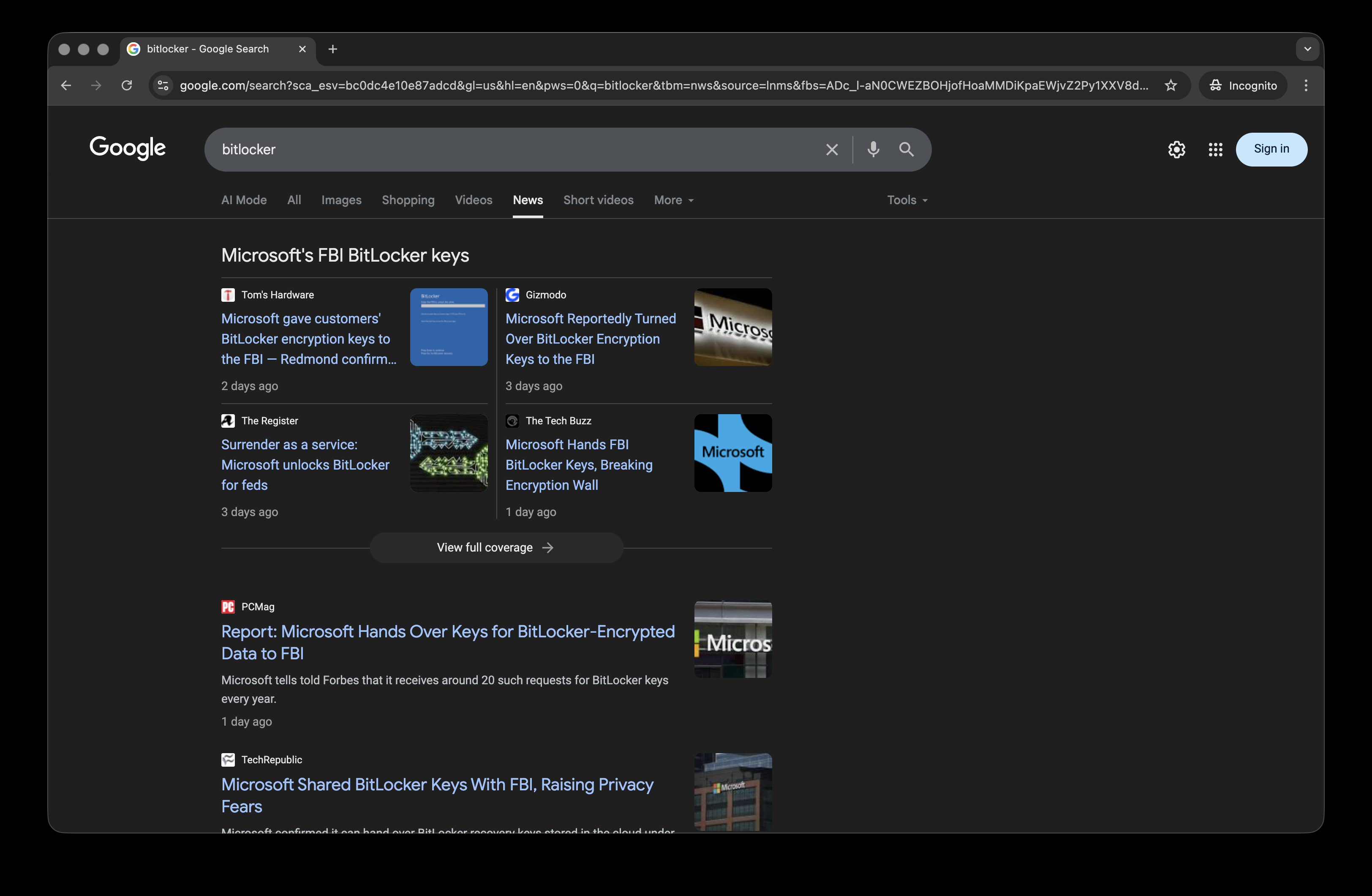 Current BitLocker Headlines